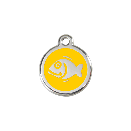 Red Dingo Enamel Fish Tag - Yellow - Lifetime Guarantee - Small