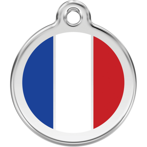 Red Dingo French Flag Tag - Lifetime Guarantee - Cat, Dog, Pet ID Tag Engraved