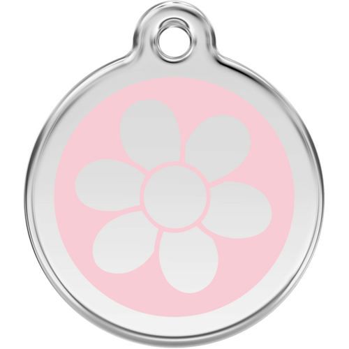 Red Dingo Flower Pink Tag - Lifetime Guarantee - Cat, Dog, Pet ID Tag Engraved