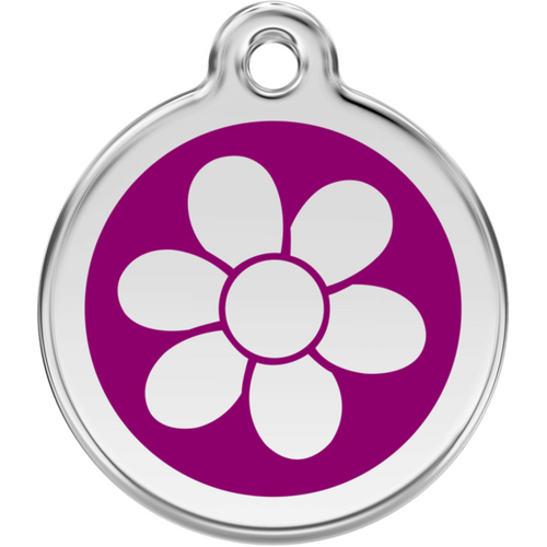 Red Dingo Flower Purple Tag - Lifetime Guarantee - Cat, Dog, Pet ID Tag Engraved