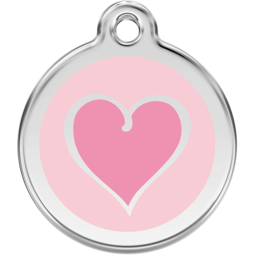 Red Dingo Enamel Hot Pink/Pink Heart Tag - Lifetime Guarantee - Cat, Dog, Pet ID Tag Engraved