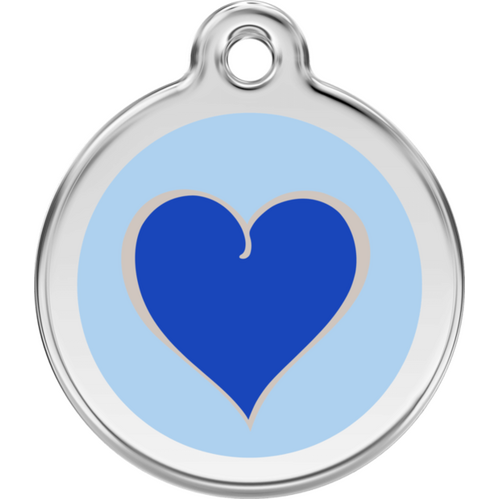 Red Dingo Enamel Blue/Light Blue Heart Tag - Lifetime Guarantee - Cat, Dog, Pet ID Tag Engraved