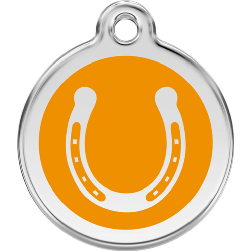 Red Dingo Horse Shoe Black Orange Tag - Lifetime Guarantee - Cat, Dog, Pet ID Tag Engraved