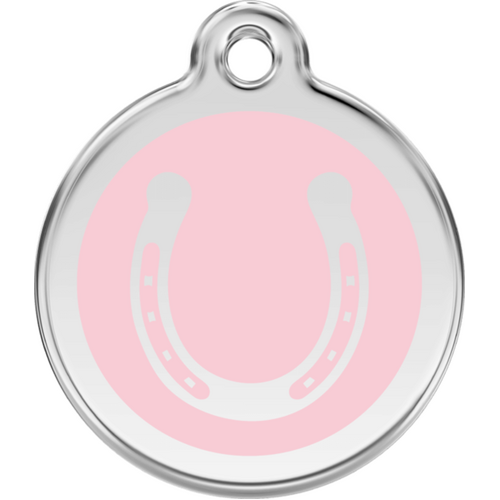 Red Dingo Horse Shoe Pink Tag - Lifetime Guarantee - Cat, Dog, Pet ID Tag Engraved