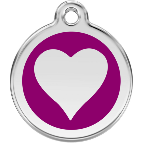 Red Dingo Enamel Purple Heart Tag - Lifetime Guarantee - Cat, Dog, Pet ID Tag Engraved