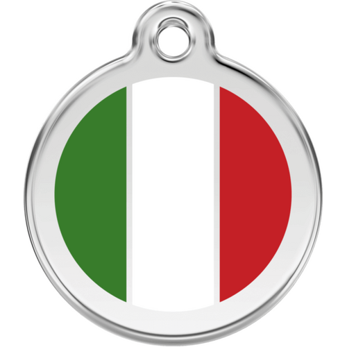 Red Dingo Italian Flag Tag - Lifetime Guarantee - Cat, Dog, Pet ID Tag Engraved