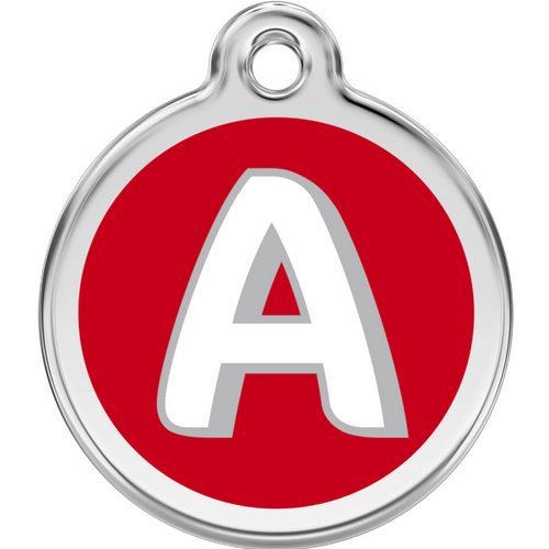 Red Dingo Alphabet &quot;A&quot; - Lifetime Guarantee - Cat, Dog, Pet ID Tag Engraved