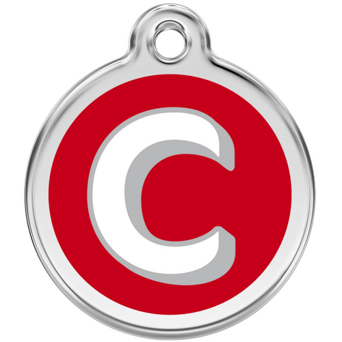 Red Dingo Alphabet &quot;C&quot; - Lifetime Guarantee - Cat, Dog, Pet ID Tag Engraved