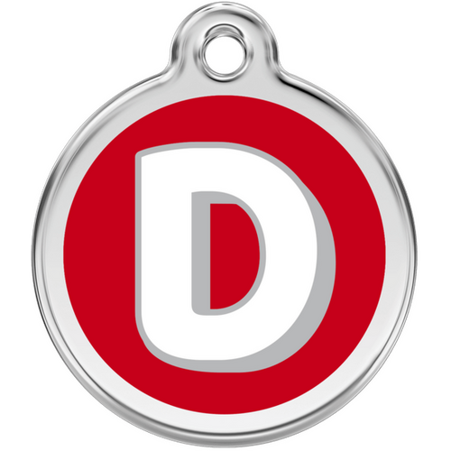 Red Dingo Alphabet &quot;D&quot; - Lifetime Guarantee - Cat, Dog, Pet ID Tag Engraved