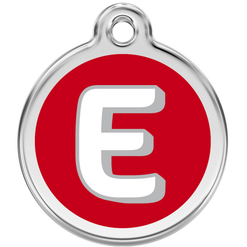 Red Dingo Alphabet &quot;E&quot; - Lifetime Guarantee - Cat, Dog, Pet ID Tag Engraved