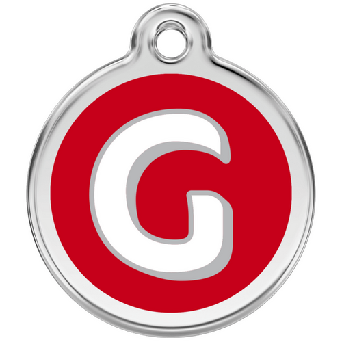 Red Dingo Alphabet &quot;G&quot; - Lifetime Guarantee - Cat, Dog, Pet ID Tag Engraved