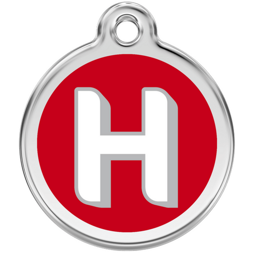 Red Dingo Alphabet &quot;H&quot; - Lifetime Guarantee - Cat, Dog, Pet ID Tag Engraved