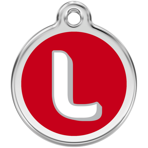 Red Dingo Alphabet &quot;L&quot; - Lifetime Guarantee - Cat, Dog, Pet ID Tag Engraved