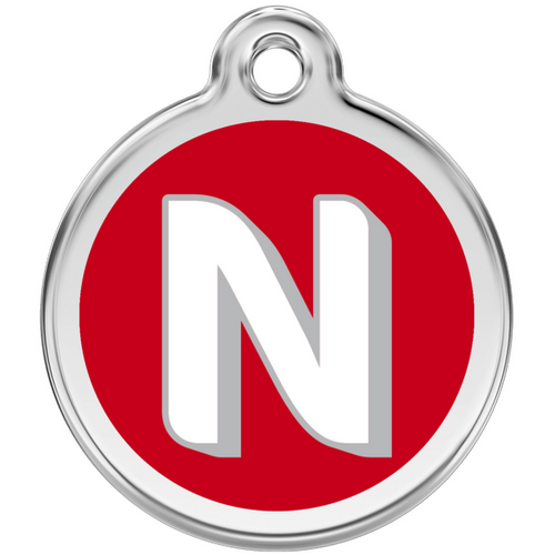 Red Dingo Alphabet &quot;N&quot; - Lifetime Guarantee - Cat, Dog, Pet ID Tag Engraved