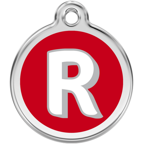 Red Dingo Alphabet &quot;R&quot; - Lifetime Guarantee - Cat, Dog, Pet ID Tag Engraved