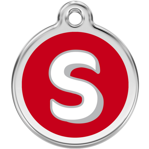 Red Dingo Alphabet &quot;S&quot; - Lifetime Guarantee - Cat, Dog, Pet ID Tag Engraved