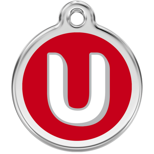 Red Dingo Alphabet &quot;U&quot; - Lifetime Guarantee - Cat, Dog, Pet ID Tag Engraved