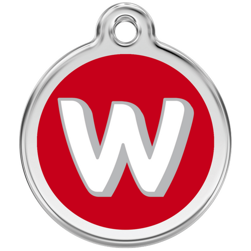 Red Dingo Alphabet &quot;W&quot; - Lifetime Guarantee - Cat, Dog, Pet ID Tag Engraved