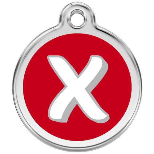 Red Dingo Alphabet &quot;X&quot; - Lifetime Guarantee - Cat, Dog, Pet ID Tag Engraved