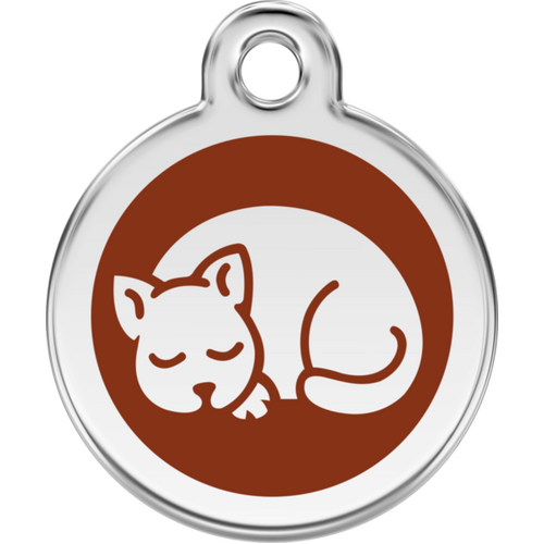 Red Dingo Enamel Kitten Tag - Brown - Lifetime Guarantee - Cat, Dog, Pet ID Tag Engraved