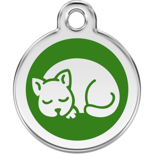 Red Dingo Enamel Kitten Tag - Green - Lifetime Guarantee - Cat, Dog, Pet ID Tag Engraved