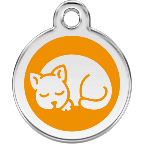 Red Dingo Enamel Kitten Tag - Orange - Lifetime Guarantee - Cat, Dog, Pet ID Tag Engraved