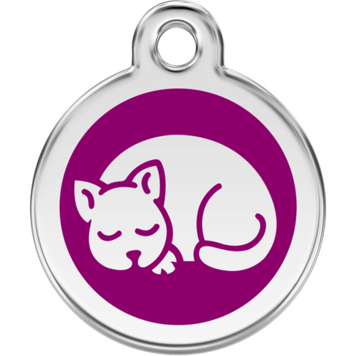 Red Dingo Enamel Kitten Tag - Purple - Lifetime Guarantee - Cat, Dog, Pet ID Tag Engraved