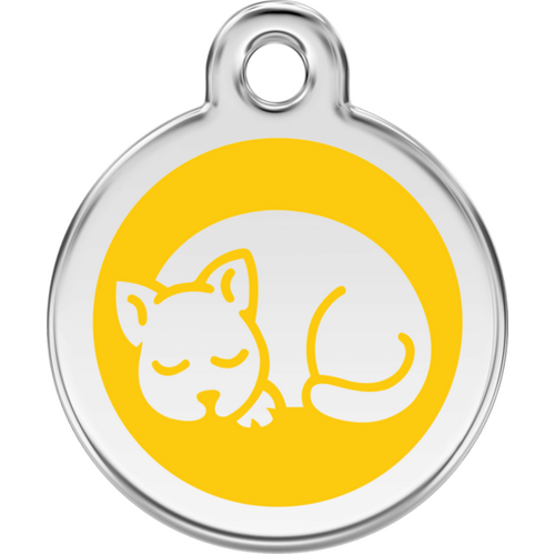 Red Dingo Enamel Kitten Tag - Yellow - Lifetime Guarantee - Cat, Dog, Pet ID Tag Engraved