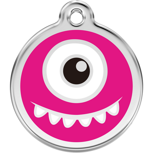 Red Dingo Monster Hot Pink - Lifetime Guarantee - Cat, Dog, Pet ID Tag Engraved