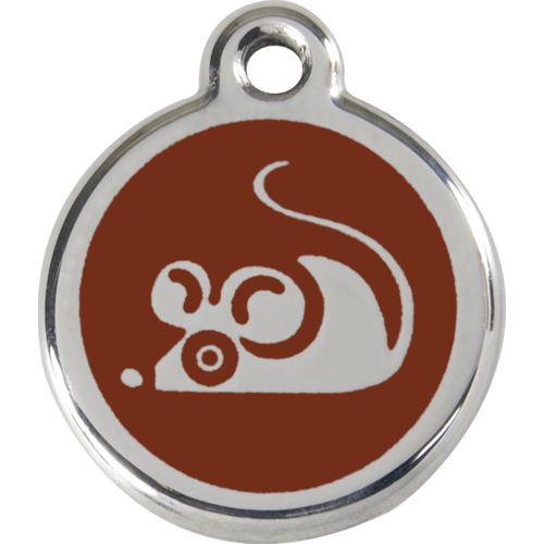 Red Dingo Enamel Mouse Tag - Brown - Lifetime Guarantee - Cat, Dog, Pet ID Tag Engraved