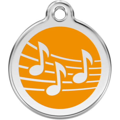 Red Dingo Music Orange Tag - Lifetime Guarantee - Cat, Dog, Pet ID Tag Engraved