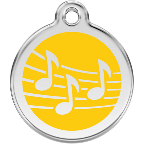 Red Dingo Music Yellow Tag - Lifetime Guarantee - Cat, Dog, Pet ID Tag Engraved