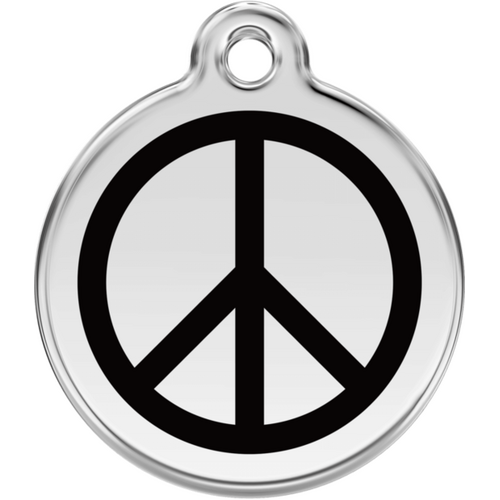 Red Dingo Peace Black Tag - Lifetime Guarantee - Cat, Dog, Pet ID Tag Engraved