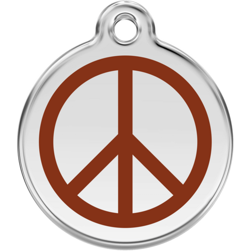 Red Dingo Peace Brown Tag - Lifetime Guarantee - Cat, Dog, Pet ID Tag Engraved