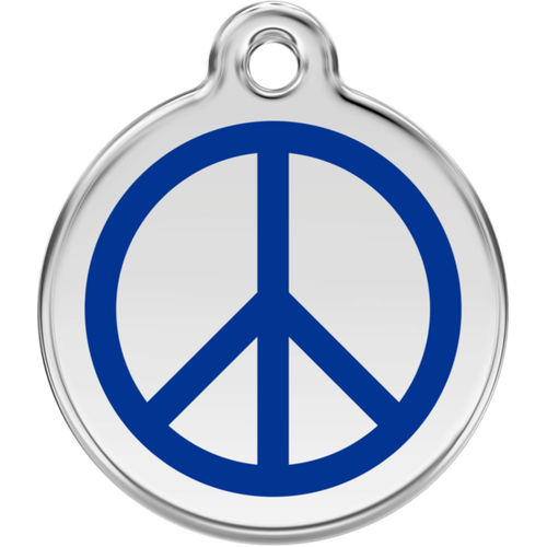 Red Dingo Peace Dark Blue Tag - Lifetime Guarantee - Cat, Dog, Pet ID Tag Engraved