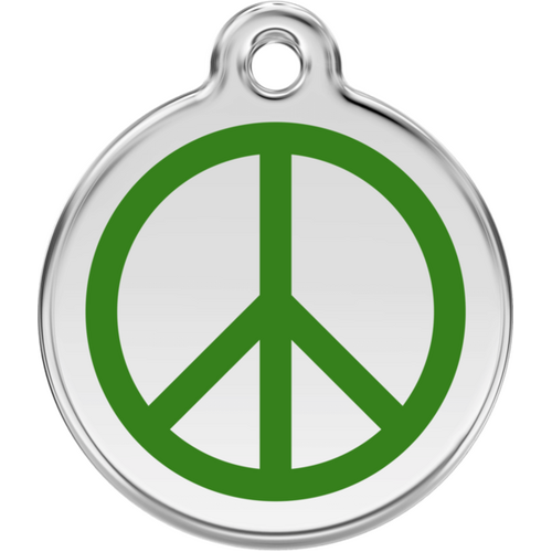 Red Dingo Peace Green Tag - Lifetime Guarantee - Cat, Dog, Pet ID Tag Engraved