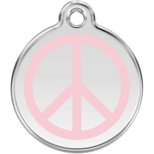 Red Dingo Peace Pink Tag - Lifetime Guarantee - Cat, Dog, Pet ID Tag Engraved