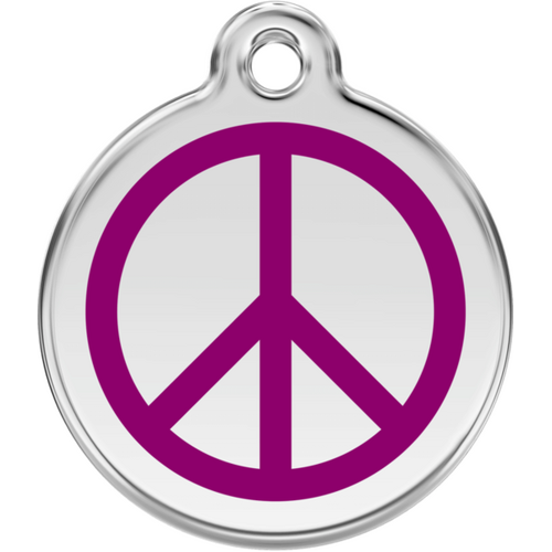 Red Dingo Peace Purple Tag - Lifetime Guarantee - Cat, Dog, Pet ID Tag Engraved