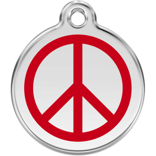 Red Dingo Peace Red Tag - Lifetime Guarantee - Cat, Dog, Pet ID Tag Engraved