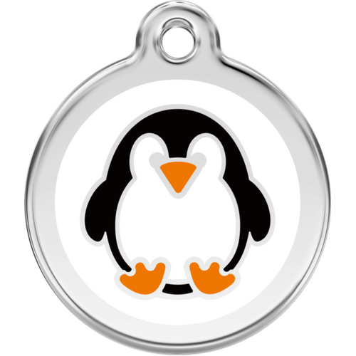 Red Dingo Penguin White Tag - Lifetime Guarantee - Cat, Dog, Pet ID Tag Engraved