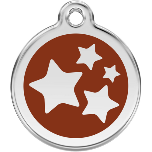 Red Dingo Stars Brown Tag - Lifetime Guarantee - Cat, Dog, Pet ID Tag Engraved