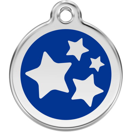 Red Dingo Stars Dark Blue Tag - Lifetime Guarantee - Cat, Dog, Pet ID Tag Engraved