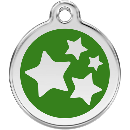 Red Dingo Stars Green Tag - Lifetime Guarantee - Cat, Dog, Pet ID Tag Engraved