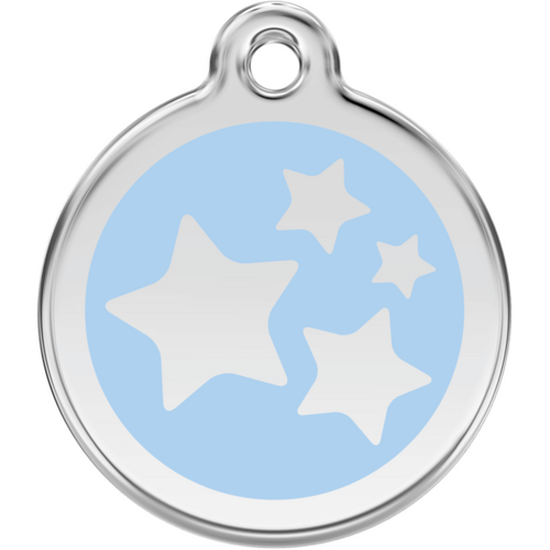 Red Dingo Stars Light Blue Tag - Lifetime Guarantee - Cat, Dog, Pet ID Tag Engraved