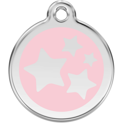 Red Dingo Stars Pink Tag - Lifetime Guarantee - Cat, Dog, Pet ID Tag Engraved