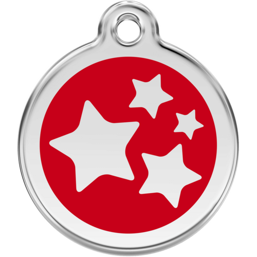 Red Dingo Stars Red Tag - Lifetime Guarantee - Cat, Dog, Pet ID Tag Engraved