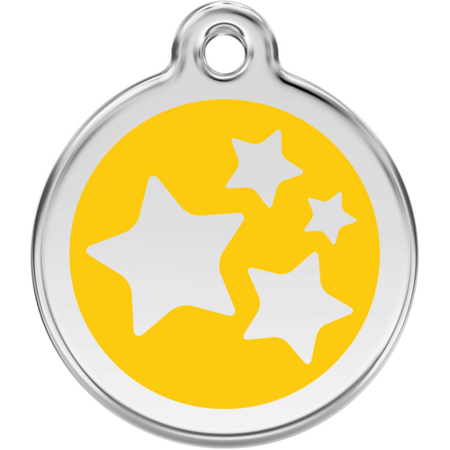 Red Dingo Stars Yellow Tag - Lifetime Guarantee - Cat, Dog, Pet ID Tag Engraved