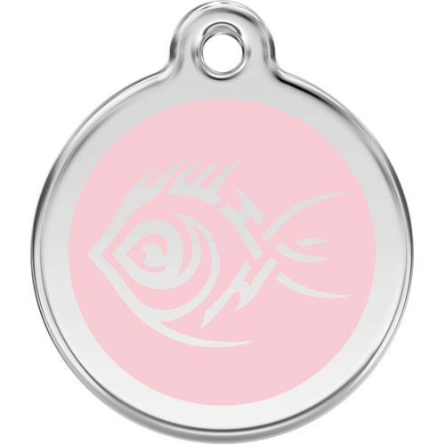 Red Dingo Tribal Fish Pink Tag - Lifetime Guarantee - Cat, Dog, Pet ID Tag Engraved