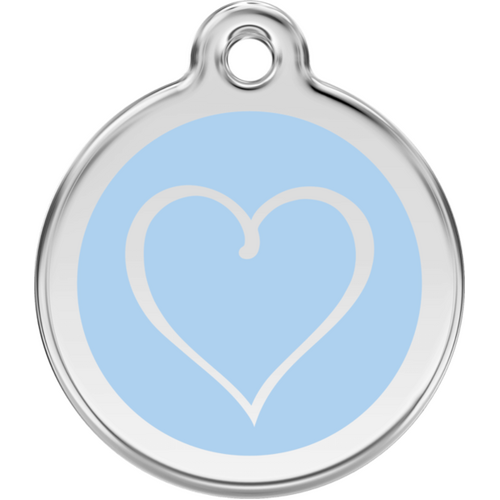 Red Dingo Enamel Tribal Heart Tag - Light Blue - Lifetime Guarantee - Cat, Dog, Pet ID Tag Engraved