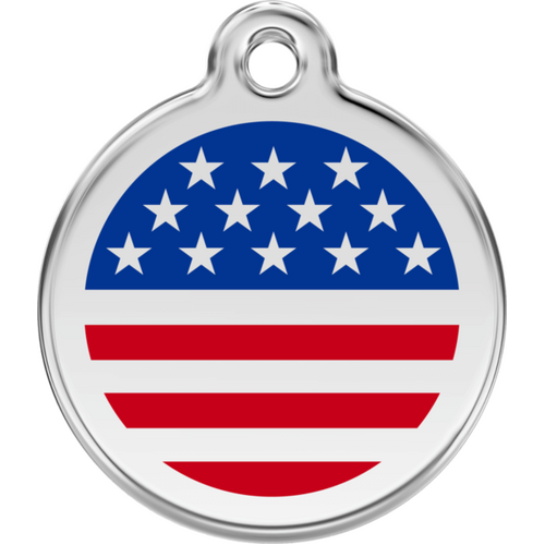 Red Dingo Stars &amp; Stripes United States Flag Tag - Lifetime Guarantee - Cat, Dog, Pet ID Tag Engraved